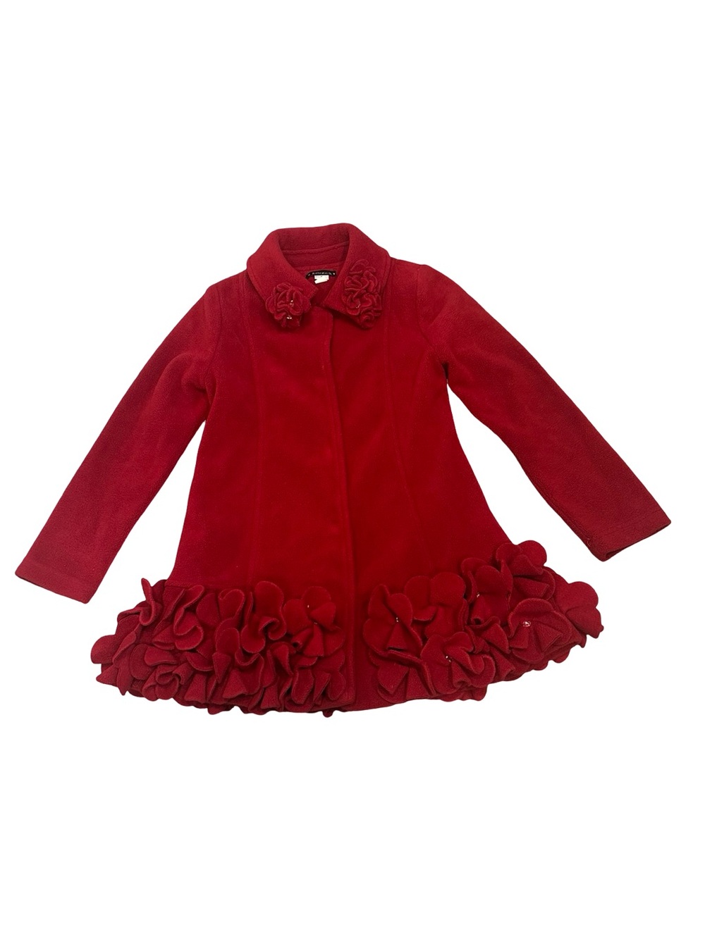 Kate Mack Women’s Girls' Size 7 Red Floral Trim Coat